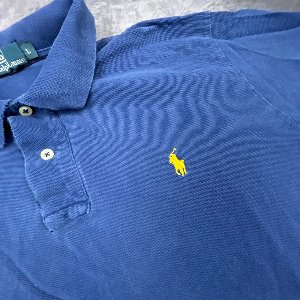 Vintage Polo Ralph Lauren Blue Short Sleeve Polo Shirt Mens Large Y2K 90s Skater - Picture 3 of 6